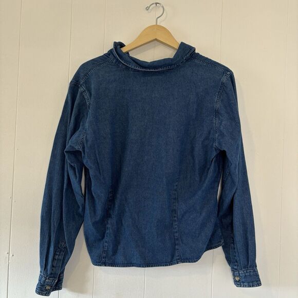 Cabin Creek Womens Denim Button Shirt Embroidered Nutcracker Christmas Large - Picture 6 of 10